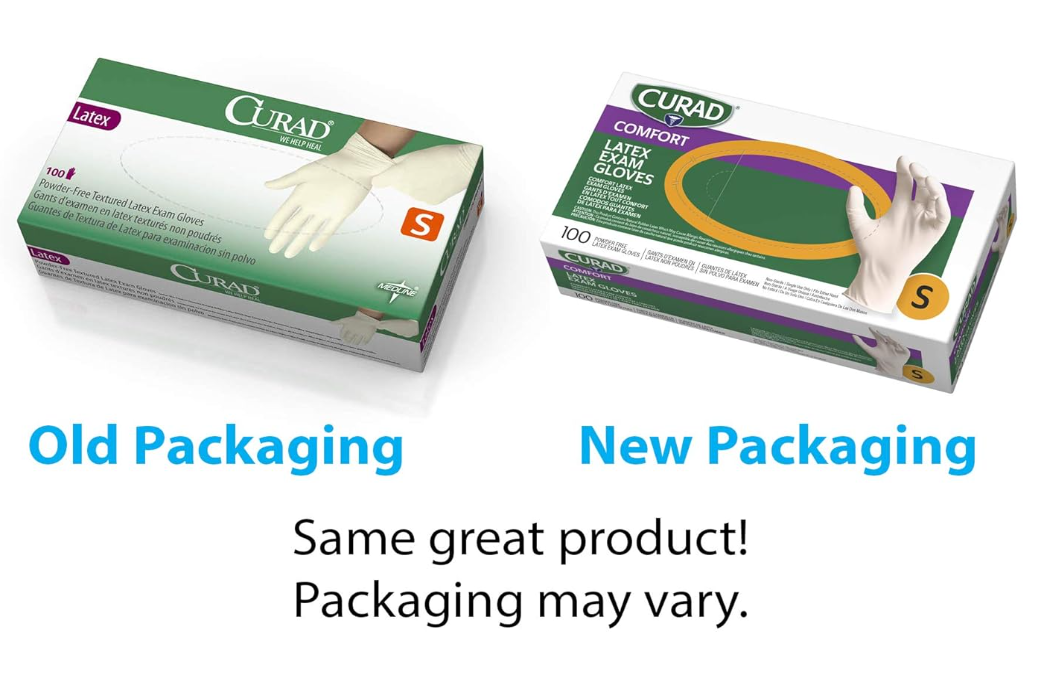 CURAD Powder-Free Textured Latex Exam Gloves (Box)