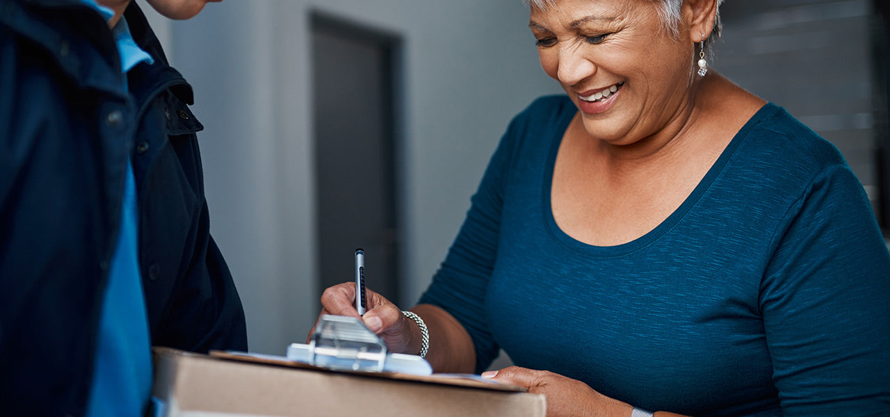 subscribe and save lady accepting package