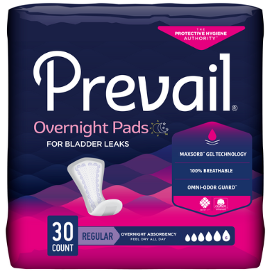 Prevail® Pads for Women,  Overnight Absorbency
