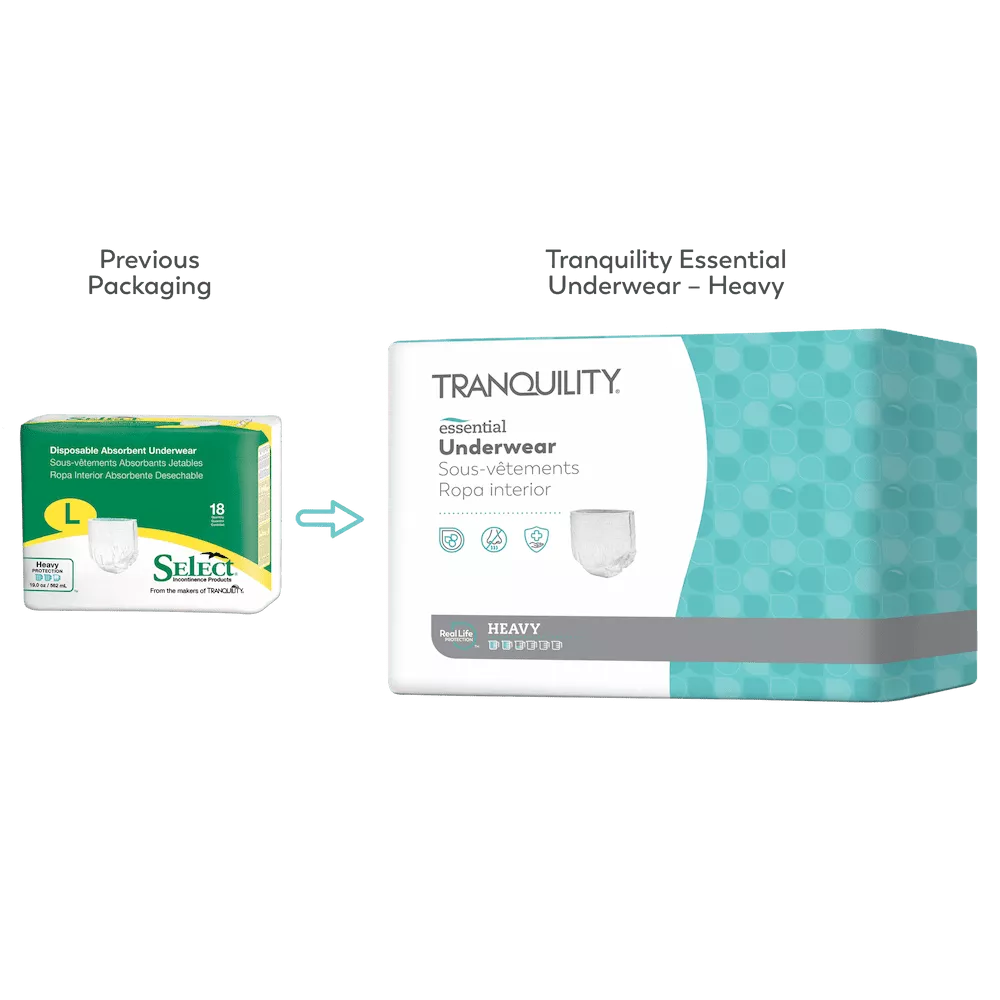 Tranquility® Essential Disposable Absorbent Underwear, Heavy Absorbency
