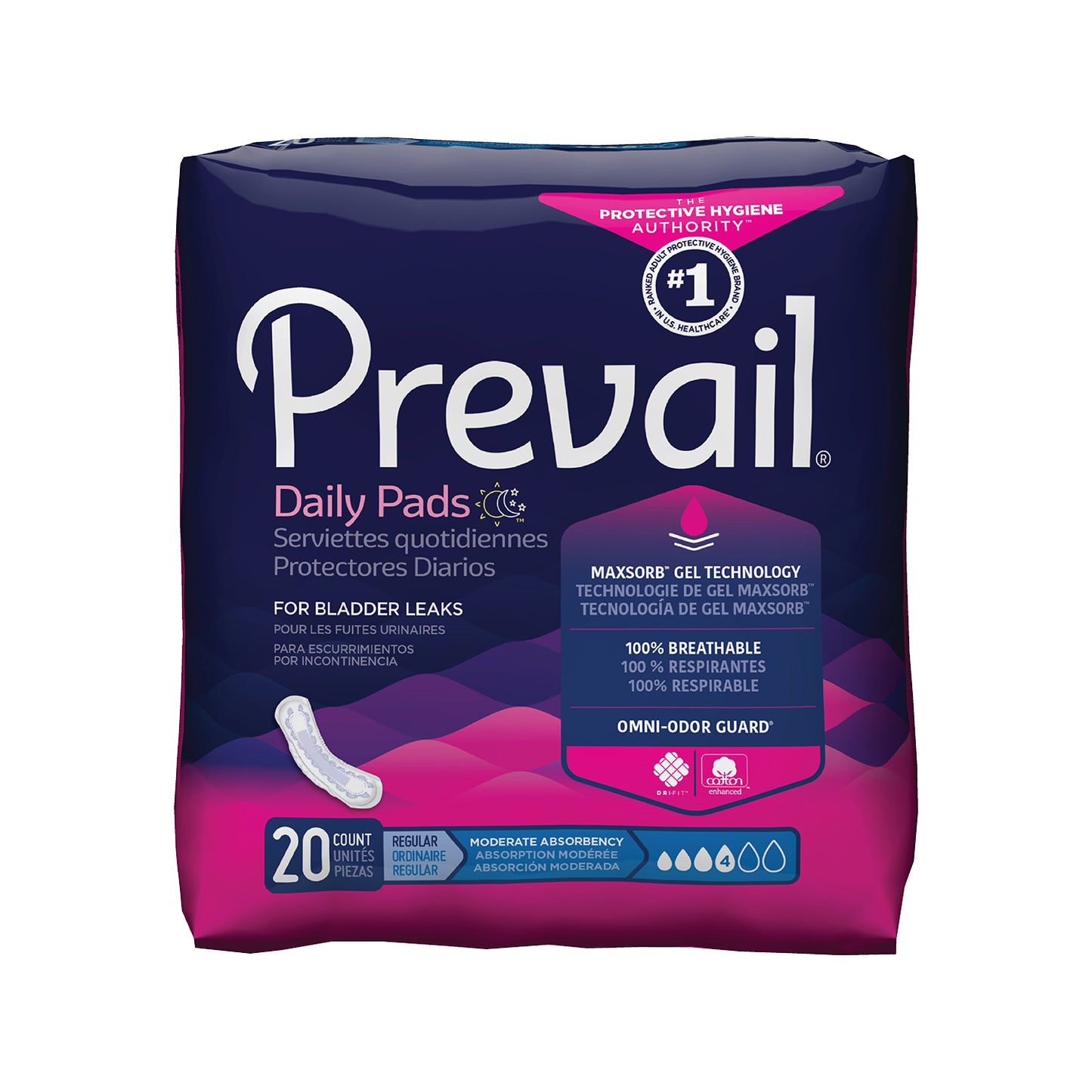 Prevail® Bladder Control Pads - Moderate 9.25"