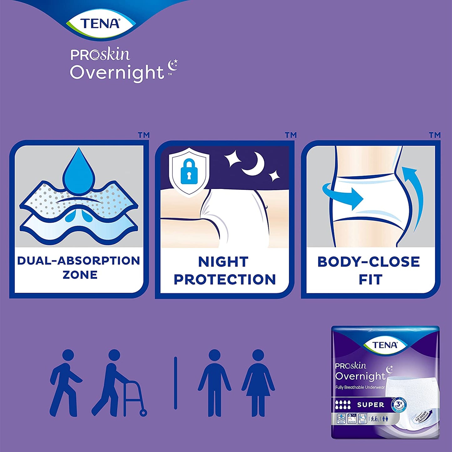 TENA® ProSkin Overnight™ Super Protective Underwear (Pull-Ups)