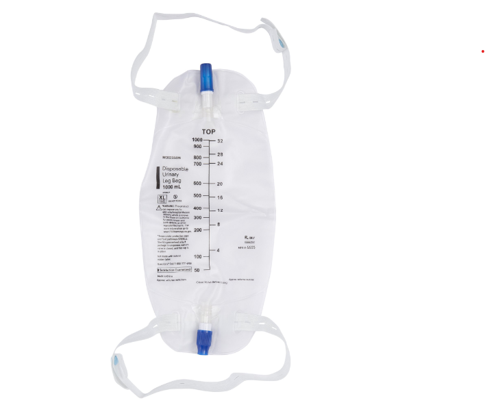 McKesson Anti-Reflux Urinary Leg Bag 1000 mL Sterile