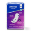 Attends Discreet sanitary pad packaging in blue and purple gradient packaging with product details and a graphic of the white and purple pad.